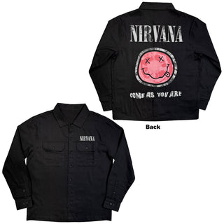Nirvana Casual Shirt: Come As You Are Happy Face (Black)
