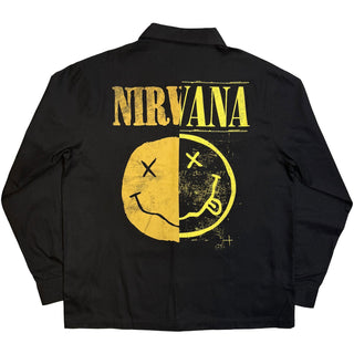 Nirvana Casual Shirt: Logos Split (Black) (Back Print)