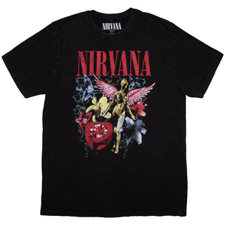 Nirvana Unisex Stone Wash T-Shirt: In Utero Vintage Collage