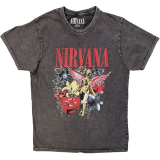 Nirvana Stone Wash T-Shirt: In Utero Vintage Collage (Charcoal Grey)