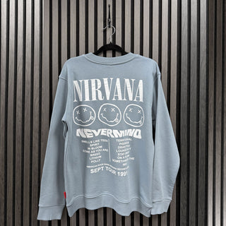 Nirvana Unplugged Sweatshirt: Nevermind Tour 1991 (Blue) (Back Print)