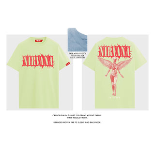 Nirvana Unplugged T-Shirt: In Utero Angel (Green) (Back Print)