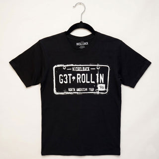 Nickelback Premium Carbon T-Shirt: Get Rollin' Tour (Black) (Back Print)
