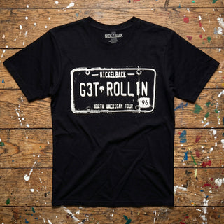 Nickelback Premium Carbon T-Shirt: Get Rollin' Tour (Black) (Back Print)