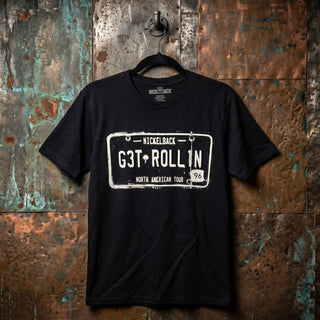 Nickelback Premium Carbon T-Shirt: Get Rollin' Tour (Black) (Back Print)