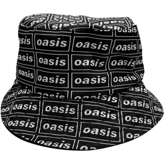 Oasis Bucket Hat: Repeat Decca Logo Reversible (Black) (Ex-Tour) (Inverse Print)