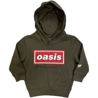 Oasis Kids Pullover Hoodie: Red Decca Logo (Khaki Green) (Ex-Tour)