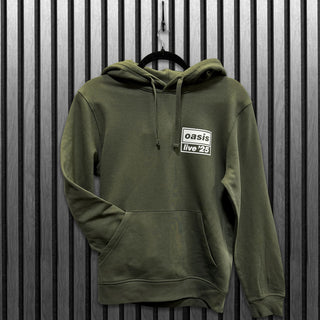 Oasis Pullover Hoodie: Live '25 Distressed Lockup Pocket (Khaki) (Ex-Tour)