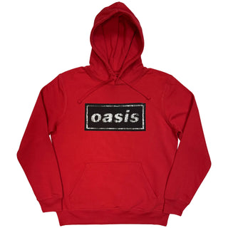Oasis Pullover Hoodie: Stencil Logo (Red) (Ex-Tour)