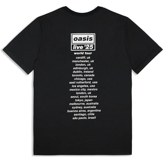 Oasis Unisex T-Shirt: Collage Live '25 World Tour (Black) (Back Print & Ex-Tour)