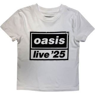 Oasis Kids T-Shirt: Live '25 Distressed Lockup (White) (Ex-Tour)