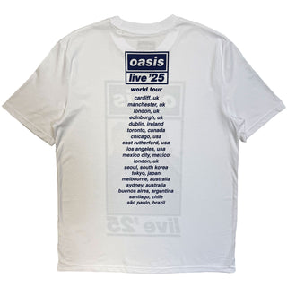 Oasis T-Shirt: Colour Photo Live '25 World Tour (White) (Back Print & Ex-Tour)
