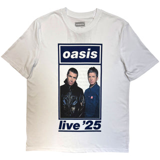 Oasis T-Shirt: Colour Photo Live '25 World Tour (White) (Back Print & Ex-Tour)
