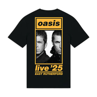 Oasis T-Shirt: East Rutherford Half Faces Fan Store (Black) (Back Print & Ex-Tour)