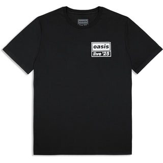 Oasis T-Shirt: Live 25 Distressed Lockup Pocket (Black) (Ex-Tour)