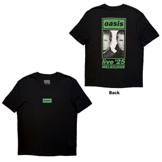 Oasis T-Shirt: Melbourne Half Faces Fan Store (Black) (Back Print & Ex-Tour)