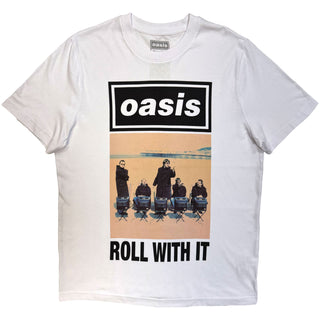 Oasis T-Shirt: Roll With It Single Cover (White) (Ex-Tour)