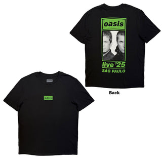 Oasis T-Shirt: Sao Paulo Half Faces Fan Store (Black) (Back Print & Ex-Tour)