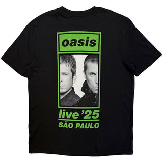 Oasis T-Shirt: Sao Paulo Half Faces Fan Store (Black) (Back Print & Ex-Tour)