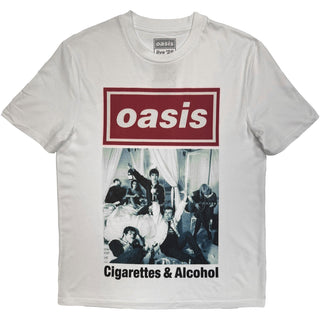 Oasis T-Shirt: Cigarettes & Alcohol Single Cover (White) (Ex-Tour)