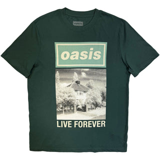 Oasis T-Shirt: Live Forever Single Cover (Forest Green) (Ex-Tour)