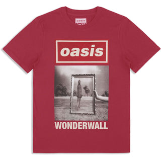 Oasis  T-Shirt: Wonderwall Single Cover (Maroon Red) (Ex-Tour)