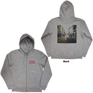 Oasis Zipped Hoodie: What's The Story Red Logo (Grey) (Back Print & Ex-Tour)