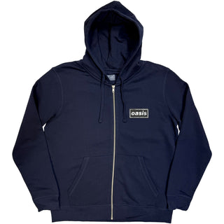 Oasis Zipped Hoodie: Stencil Logo (Navy Blue) (Ex-Tour)