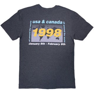 Oasis Unisex T-Shirt: 1998 World Tour - USA/Canada (Navy Blue) (Back Print)