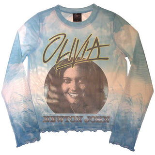 Olivia Newton-John Ladies Long Sleeve T-Shirt: Circle Photo (Mesh)