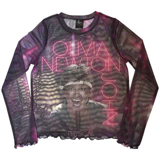 Olivia Newton-John Ladies Long Sleeve T-Shirt: Physical (Mesh)