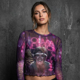 Olivia Newton-John Ladies Long Sleeve T-Shirt: Physical (Mesh)