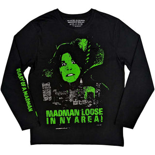 Ozzy Osbourne Unisex Long Sleeve T-Shirt: Madman Loose (Black) (Back & Sleeve Print)