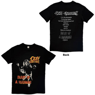 Ozzy Osbourne T-Shirt: Diary Of A Madman Tribute (Black) (Back Print)