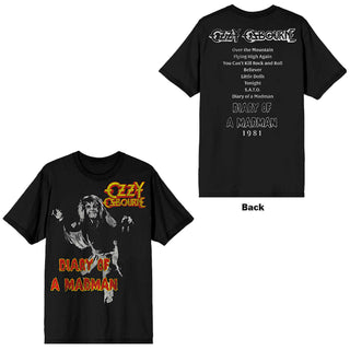 Ozzy Osbourne T-Shirt: Diary Of A Madman Tribute (Black) (Back Print)