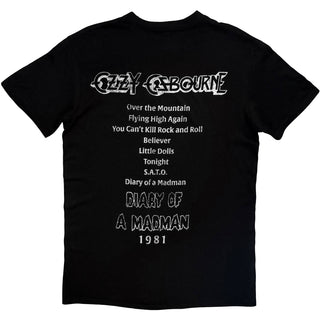 Ozzy Osbourne T-Shirt: Diary Of A Madman Tribute (Black) (Back Print)