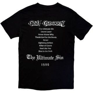 Ozzy Osbourne T-Shirt: Ultimate Sin Tribute (Black) (Back Print)