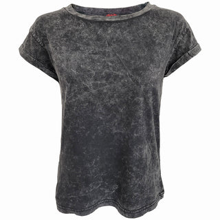 Spiral Ladies Acid Wash T-Shirt: Plain (Black & Grey) (Blank)
