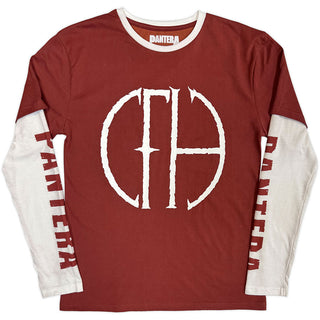 Pantera Layered Long Sleeve T-Shirt: Frayed Logo (Red & White) (Sleeve Print)