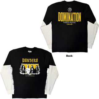 Pantera Layered Long Sleeve T-Shirt: Texas To Domination (Black & White) (Back &Sleeve Print)
