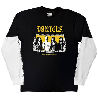 Pantera Layered Long Sleeve T-Shirt: Texas To Domination (Black & White) (Back &Sleeve Print)