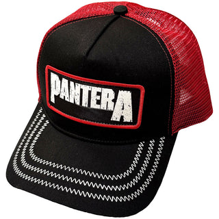 Pantera Mesh Back Cap: B&W Patch (Black & Red)