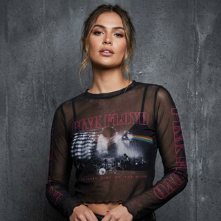 Pink Floyd Ladies Long Sleeve T-Shirt: Live Band (Mesh)