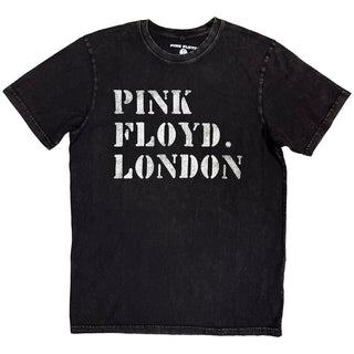 Pink Floyd Stone Wash T-Shirt: Stencil Logo (Black)