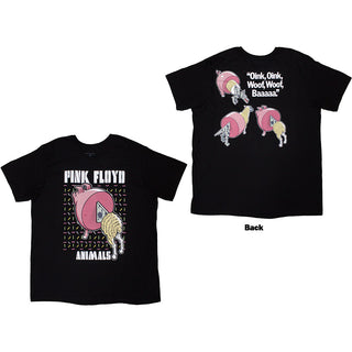 Pink Floyd Unisex T-Shirt: Animals Cartoons (Back Print)