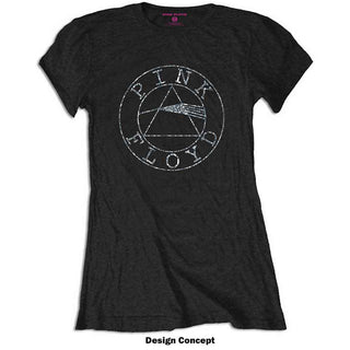 Pink Floyd Ladies Embellished T-Shirt: Circle Logo (Diamante)