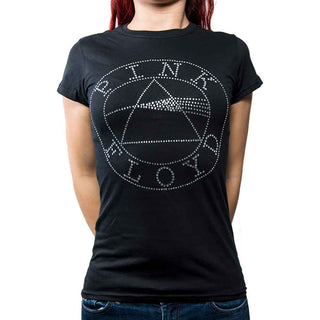 Pink Floyd Ladies Embellished T-Shirt: Circle Logo (Diamante)