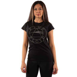 Pink Floyd Ladies Embellished T-Shirt: Circle Logo (Diamante)