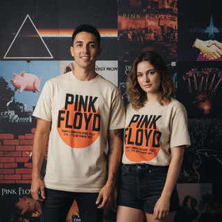 Pink Floyd Unplugged T-Shirt: Pompeii Circle Wash (Sand) (Back Print)