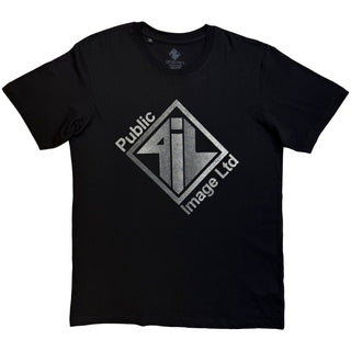 PIL (Public Image Ltd) T-Shirt: Brushed Steel Logo & Text (Black)